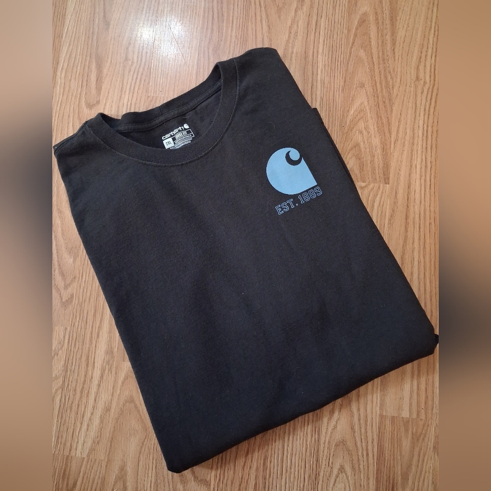 CARHARTT Long Sleeve Tee with Light Blue Logo. Mens. Size 2XL.